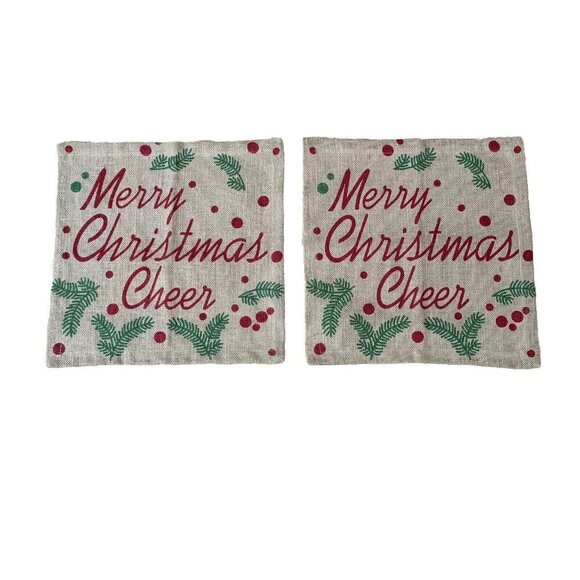 Farmhouse 100% Jute Holiday Christmas Placemats Set 2 14 x 14” Square Burlap Ran - Picture 1 of 10